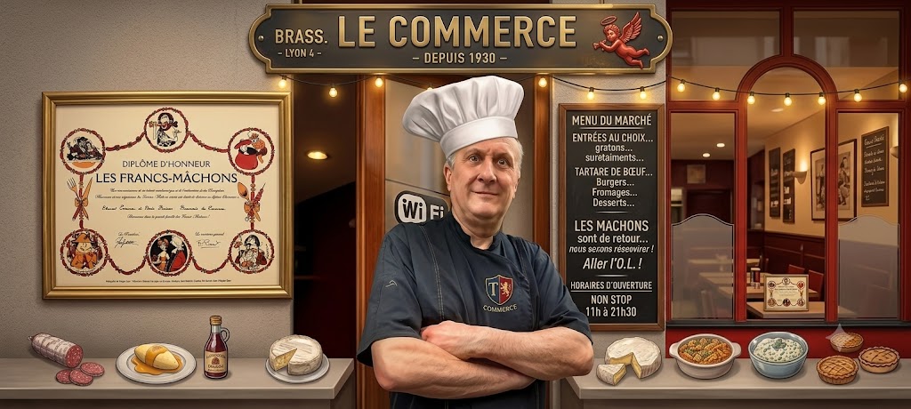 Le Chef Denis en cuisine à la Brasserie du Commerce