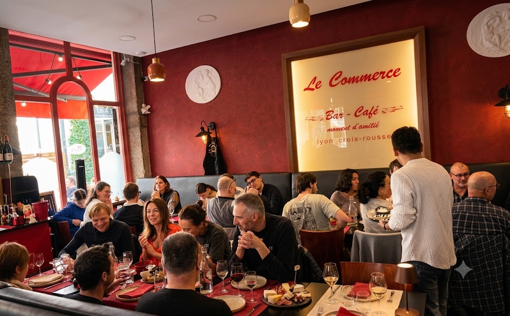 Salle du Commerce remplie de convives attablés