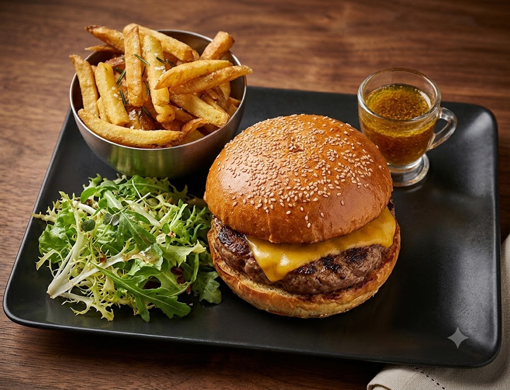 Burger Zoé avec frites et salade